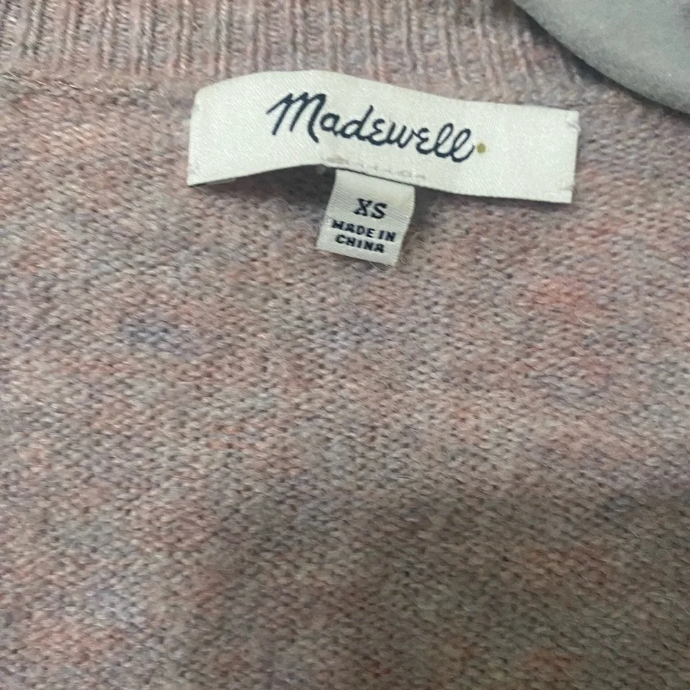 Madewell Faux Wrap Coziest Yarn Pullover Heather Boysenberry V Neckline Sweater